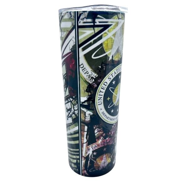 USA Space Force Inspired 20 oz Skinny Tumbler Custom, Straw & Lid Included, New - Picture 3 of 4